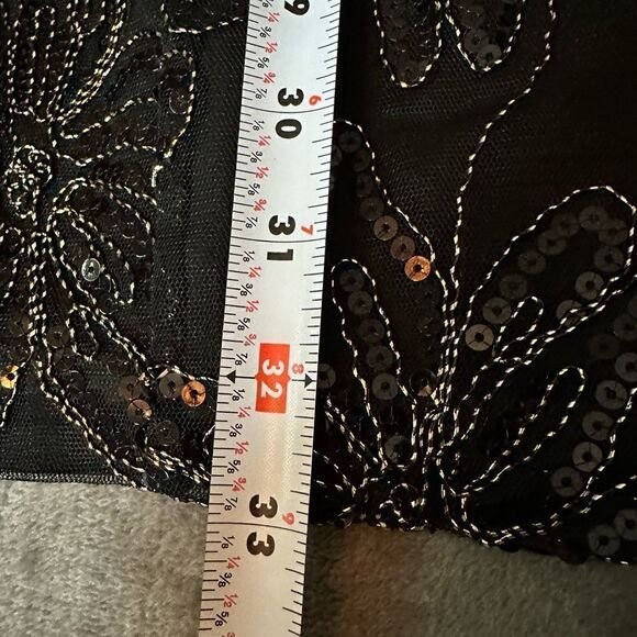 Rotate Birger Christensen Sequin Embellished Puff sleeve Black mini 10 US - Picture 11 of 14